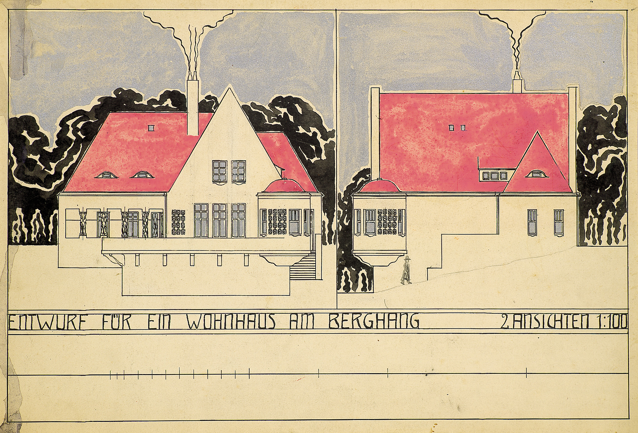 Entwurf für ein Wohnhaus am Berghang