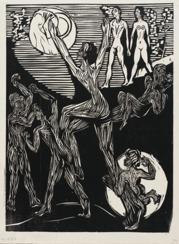Ernst Ludwig Kirchner, Emporsteigender – Der Aufstieg, Holzschnitt, 1937, Privatsammlung Aschaffenburg © Foto_ Privatsammlung Aschaffenburg